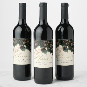 Rótulo De Garrafa De Cerveja rosa d'água ouro e aplausos verdes casamento