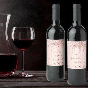 Rótulo De Garrafa De Cerveja rosa de aniversário de 21 anos dourado com de fes