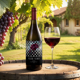 Rótulo De Garrafa De Cerveja Rosa de Ephemera Floral vitoriano