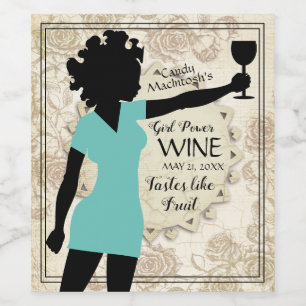 Rótulo De Garrafa De Cerveja rosa de vinho caseiro de mulher forte