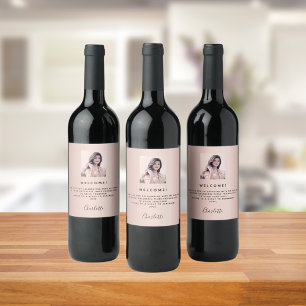 Rótulo De Garrafa De Cerveja Rosa dourado, de boas-vindas, convidados rosa