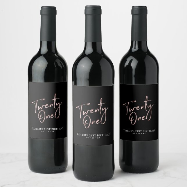 Rótulo De Garrafa De Cerveja Rosa Dourado Letreiro Rótulo de Vinho de Aniversár (Garrafas)
