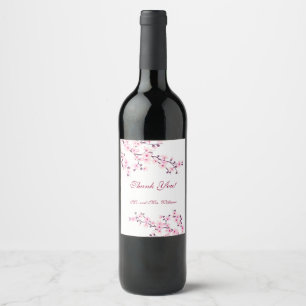 Rótulo De Garrafa De Cerveja Rosa Flor de Cerejeira Branco Casamento Personaliz