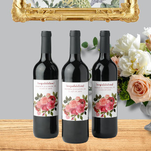 Rótulo De Garrafa De Cerveja Rosa Floral Vermelho Graduação