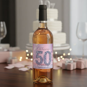 Rótulo De Garrafa De Cerveja Rosa Glamouroso Bokeh Lantejoulas Prateadas Aniver