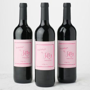 Rótulo De Garrafa De Cerveja Rosa Personalizado Cinquenta E FABULOSO! Aniversá