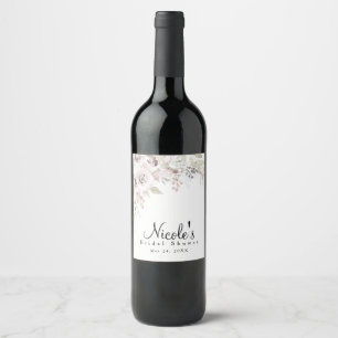 Rótulo De Garrafa De Cerveja Rosa Suave Aquarela Floral Elegante Casamento Noiv