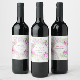 Rótulo De Garrafa De Cerveja Rosa Verde Boêmio Floral