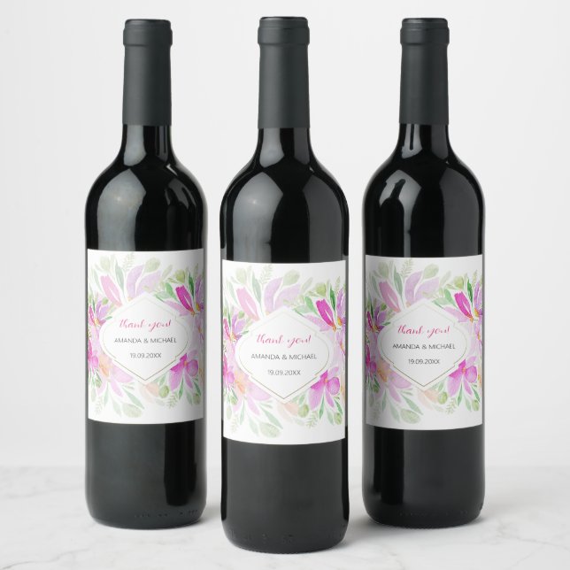 Rótulo De Garrafa De Cerveja Rosa Verde Boêmio Floral (Garrafas)