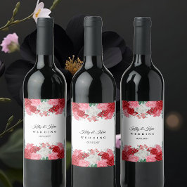 Rótulo De Garrafa De Cerveja Rosa vermelha Casamento de Aquarela