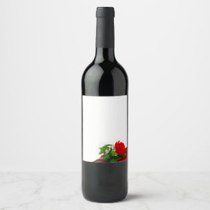 Rótulo De Garrafa De Cerveja Rosa Vermelha Única – Fundo Branco Floral