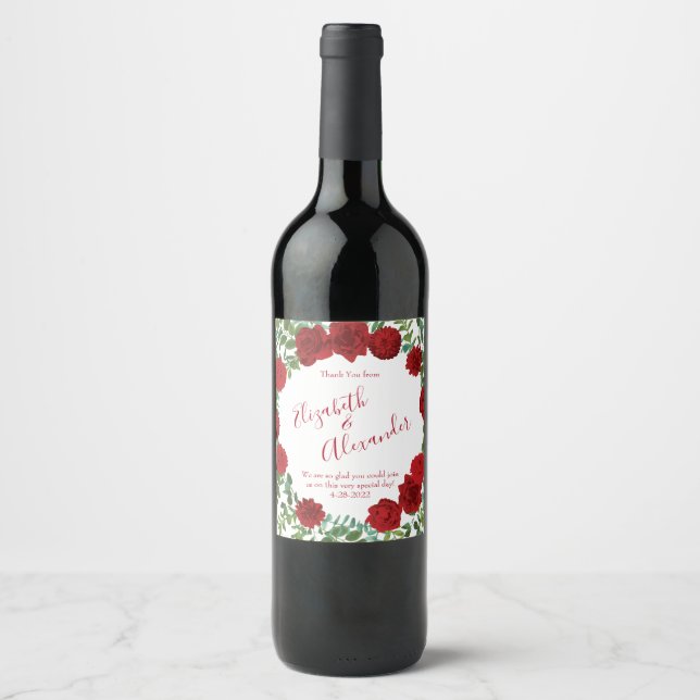 Rótulo De Garrafa De Cerveja Rosa vermelha Wedding (Frente)