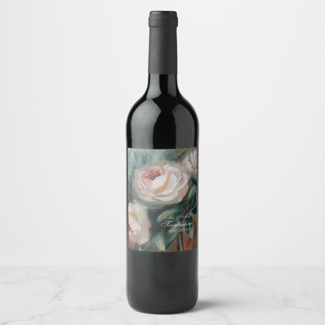Rótulo De Garrafa De Cerveja Rosas Brancas (Frente)