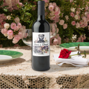 Rótulo De Garrafa De Cerveja Rosas de lavanda cor-de-rosa de casamentos pretos