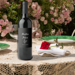 Rótulo De Garrafa De Cerveja Rosas góticas em aquarela casamento preto 