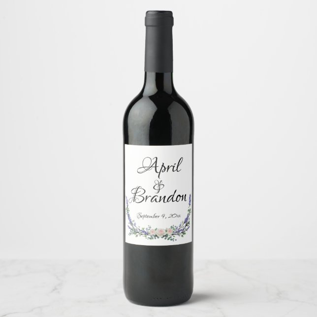 Rótulo De Garrafa De Cerveja Rosas lavanda e eucalipto | romântico (Frente)