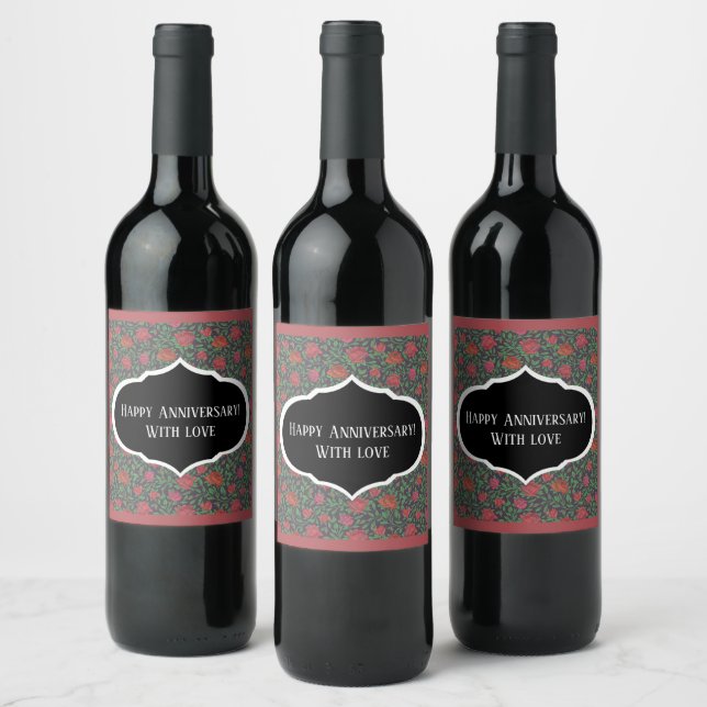 Rótulo De Garrafa De Cerveja Rosas Vermelhas e Fuchsia Góticas Vitorianas Perfe (Garrafas)