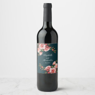 Rótulo De Garrafa De Cerveja Rosas vermelhas e rosadas escuras e melancólicas,