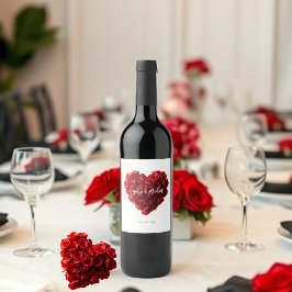 Rótulo De Garrafa De Cerveja Rosas Vermelhas em Forma de Coração-Casamento-