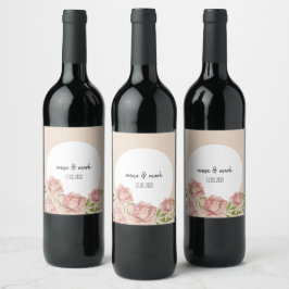 Rótulo De Garrafa De Cerveja Rosas Violeta Suave Personalizadas Aquarela