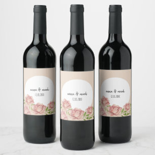 Rótulo De Garrafa De Cerveja Rosas Violeta Suave Personalizadas Aquarela