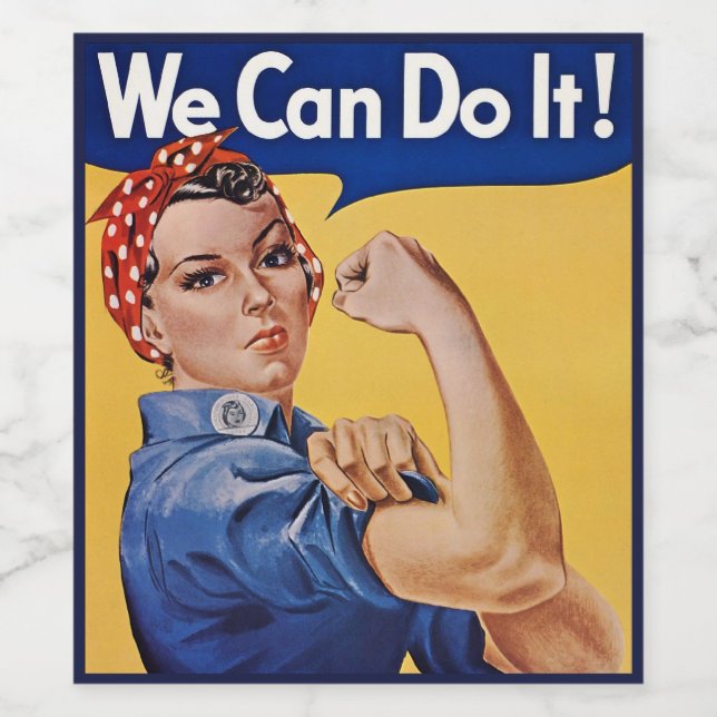 Rótulo De Garrafa De Cerveja Rosie the Riveter: Forte Empoderamento feminino (Rótulo Único)