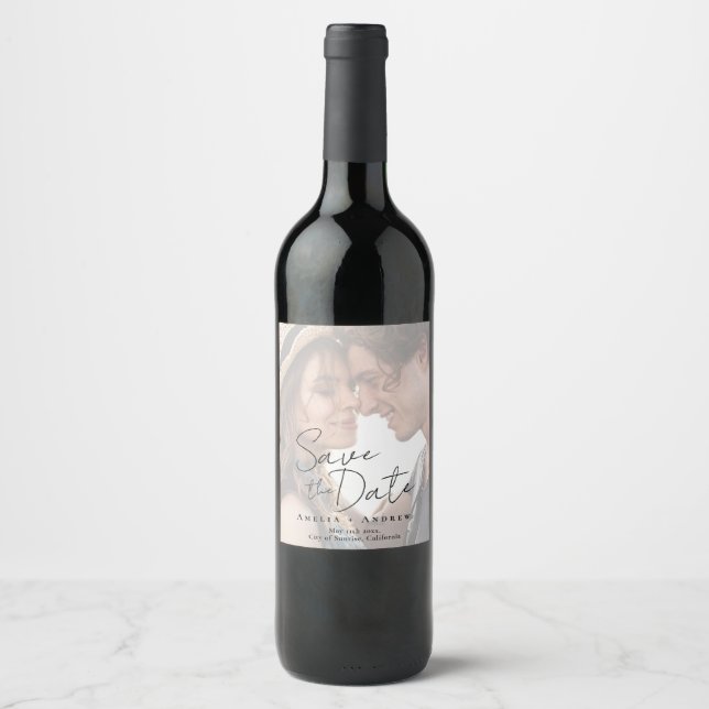Rótulo De Garrafa De Cerveja Roteiro de Foto de Noivado Elegante Casamento  (Frente)