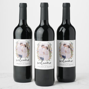 Rótulo De Garrafa De Cerveja Rótulo Colorido de Vinho Floral
