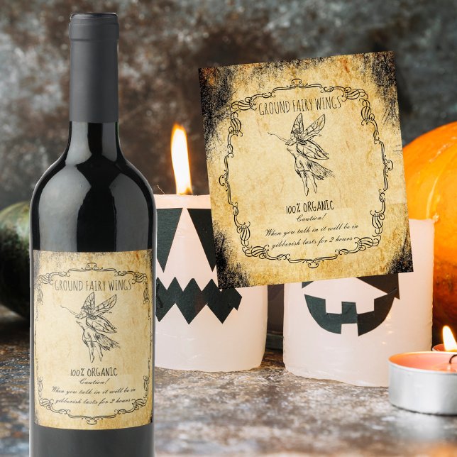 Rótulo De Garrafa De Cerveja Rótulo de Asa de Fada do Chão Vintage Halloween La (Criador carregado)