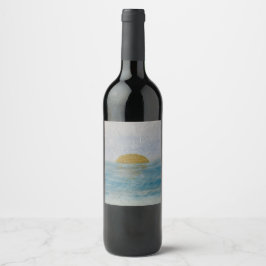 Rótulo De Garrafa De Cerveja Rótulo de Bebida Azul de Vinho Personalizado Pôr d