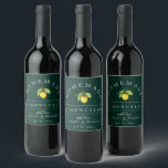 Rótulo De Garrafa De Cerveja Rótulo de Bebida Verde Moderno de Limoncello<br><div class="desc">Lindo rótulo de limoncello com aquarela de limão e folhas. Projetado para combinar com nossa Coleção Pomar de Citros. A cor de fundo,  mostrada em verde esmeralda,  pode ser personalizada.</div>