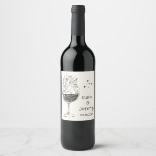 Rótulo De Garrafa De Cerveja Rótulo de Cachaça de Casamento Desenhado à Mão Cap