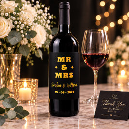 Rótulo De Garrafa De Cerveja Rótulo de Cama de Casamento Mr & Mrs Preto e Doura