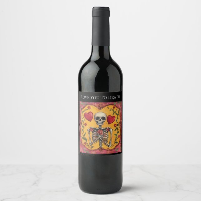 Rótulo De Garrafa De Cerveja Rótulo de Casamento de Romance de Esqueleto Gótico (Frente)