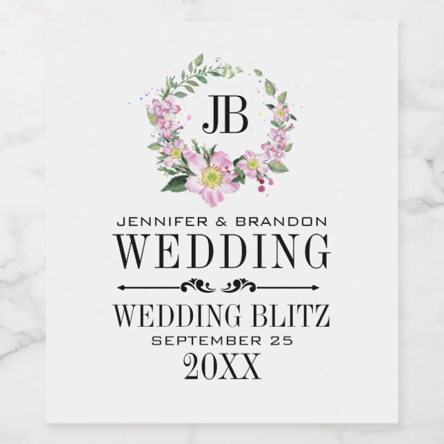 Rótulo De Garrafa De Cerveja Rótulo de Casamento de Rosa de Cão-Design (Rótulo Único)