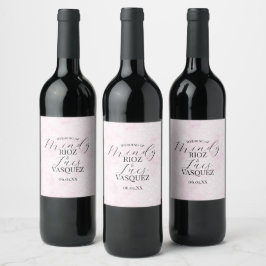 Rótulo De Garrafa De Cerveja Rótulo de casamento rosa abstrato mármore preto