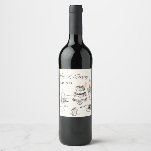 Rótulo De Garrafa De Cerveja Rótulo de Cerveja de Casamento Desenhado à Mão Cap (Frente)