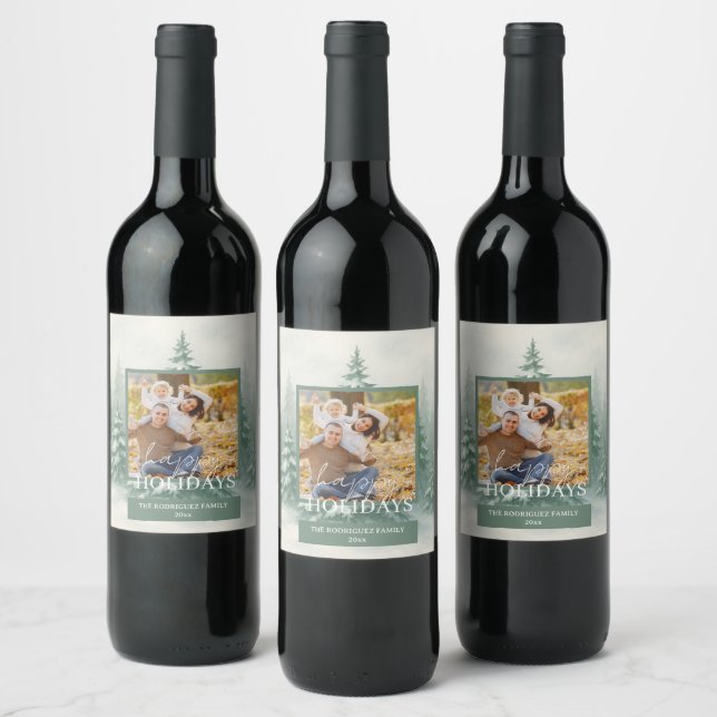 Rótulo De Garrafa De Cerveja Rótulo de Natal Personalizado com Aquarela e Árvor (Garrafas)