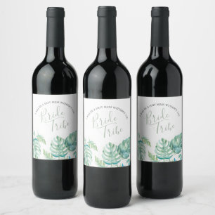 Rótulo De Garrafa De Cerveja Rótulo de Proposta de Bridesmaid de Folha Tropical