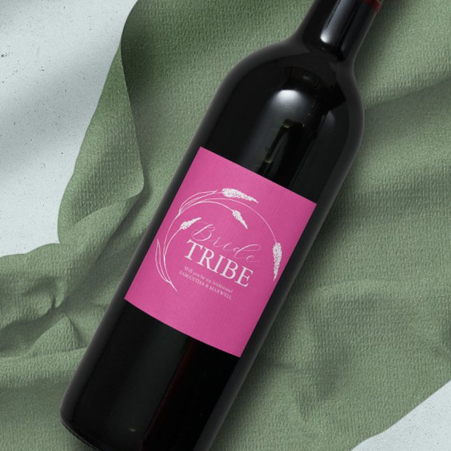 Rótulo De Garrafa De Cerveja Rótulo de Proposta de Bridesmaid Rosa Vibrante (Criador carregado)