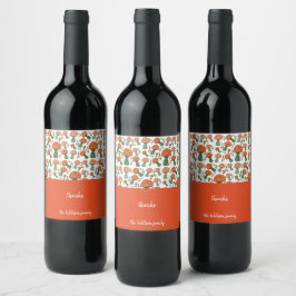 Rótulo De Garrafa De Cerveja Rótulo de vinho aquarela laranja Ranunculus italia