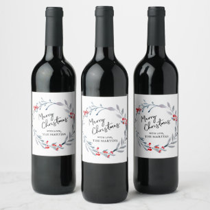 Rótulo De Garrafa De Cerveja Rótulo de vinho azul de Natal Merry