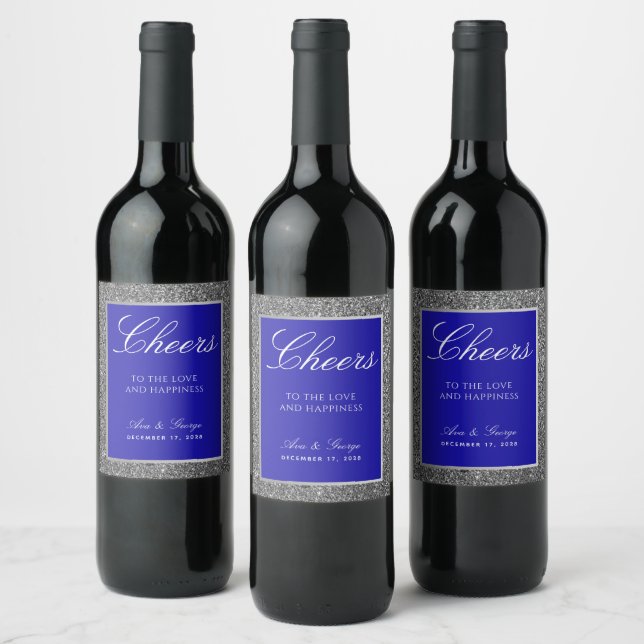 Rótulo De Garrafa De Cerveja Rótulo de Vinho Azul Prata (Garrafas)