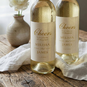 Rótulo De Garrafa De Cerveja Rótulo de vinho branco de casamento Cheers Elegant