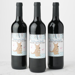 Rótulo De Garrafa De Cerveja Rótulo de Vinho Canguru Menino Chá de Bebê Boho