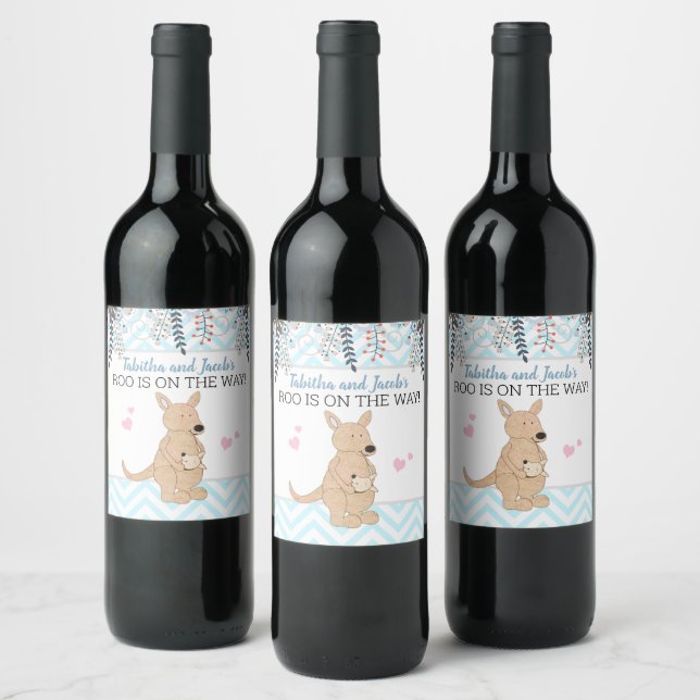 Rótulo De Garrafa De Cerveja Rótulo de Vinho Canguru Menino Chá de Bebê Boho (Garrafas)