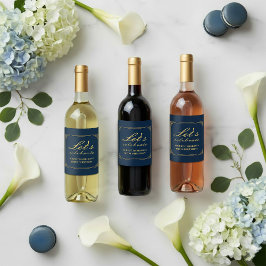 Rótulo De Garrafa De Cerveja Rótulo de Vinho Chic Luxo Azul Dourado 80º Anivers