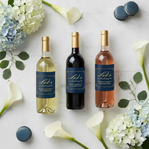 Rótulo De Garrafa De Cerveja Rótulo de Vinho Chic Luxo Azul Marinho Dourado 80º