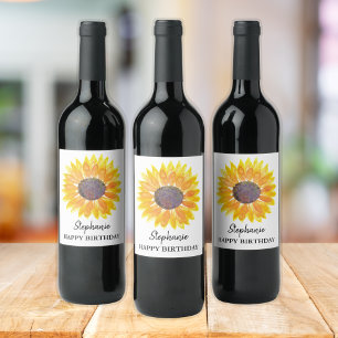 Rótulo De Garrafa De Cerveja Rótulo de Vinho com Girassol Personalizado