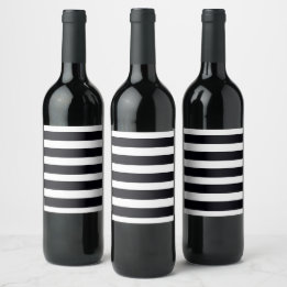 Rótulo De Garrafa De Cerveja Rótulo de Vinho com Listras Pretas e Brancas Chic
